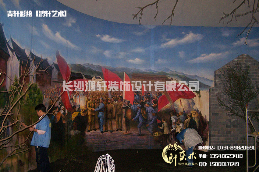 博物館全景畫(huà)繪畫(huà)現(xiàn)場(chǎng)